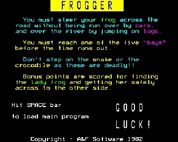 Frogger (1982)(A&F)[FROGGER] screen shot title